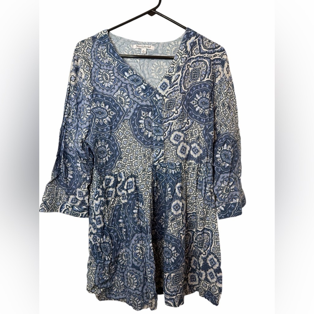 NorthStyle Medallion-Print Tunic Viscose Women's 3/4 Sleeves Medium NWOT
